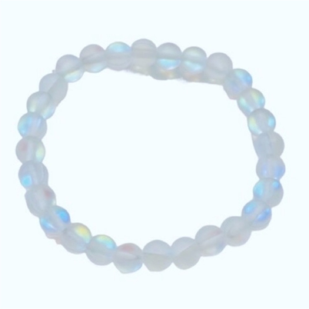 UNBRANDED Rainbow ANGEL AURA Iridescent Frosted Matte AB GLASS Stretch Bracelet